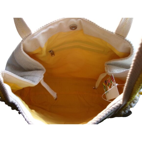 NWT White Lemon Print Tote Bag with Structured Design - Picture 11 of 12